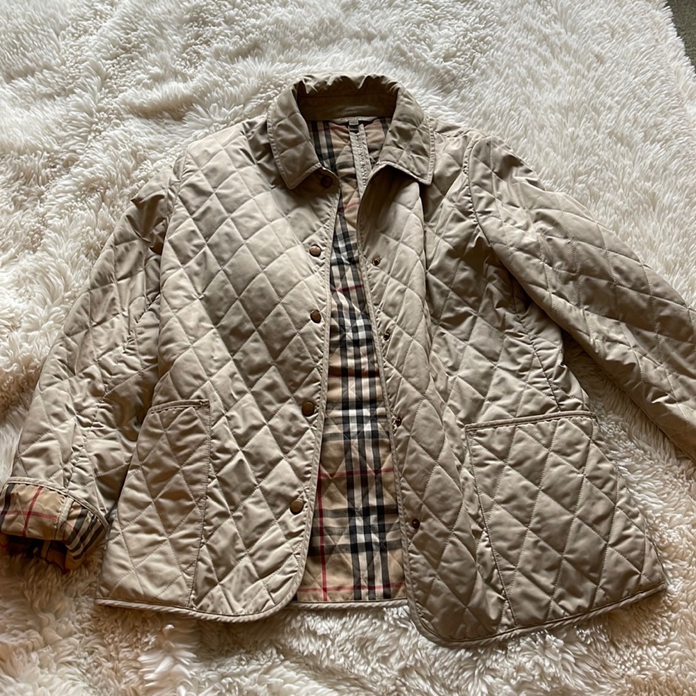 Burberry Tan Quilted Coat Size Small